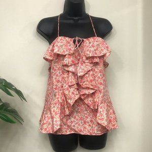 Banana Republic SILK Floral Cami S Pink Peach bow